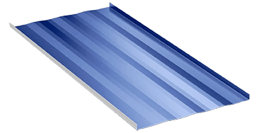 Blue corrugated metal roofing sheet.