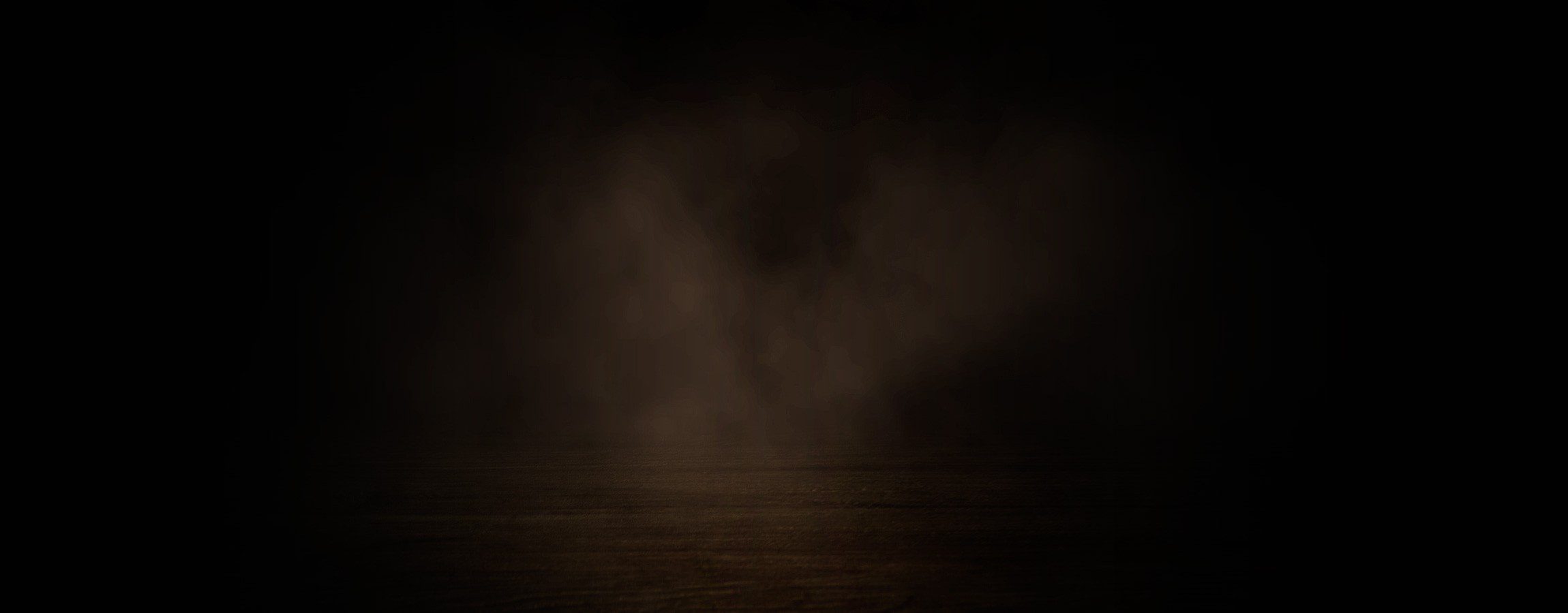 Dark, smoky atmosphere with faint light on wooden floor.